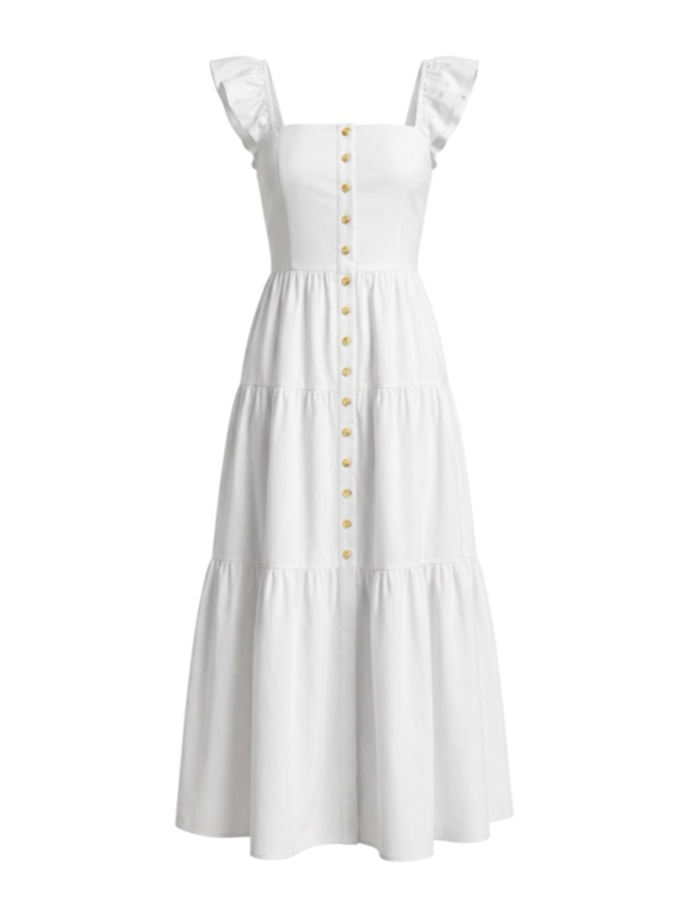 STAUD Elio Cotton Poplin Off the Shoulder Midi Dress White Size L NWT